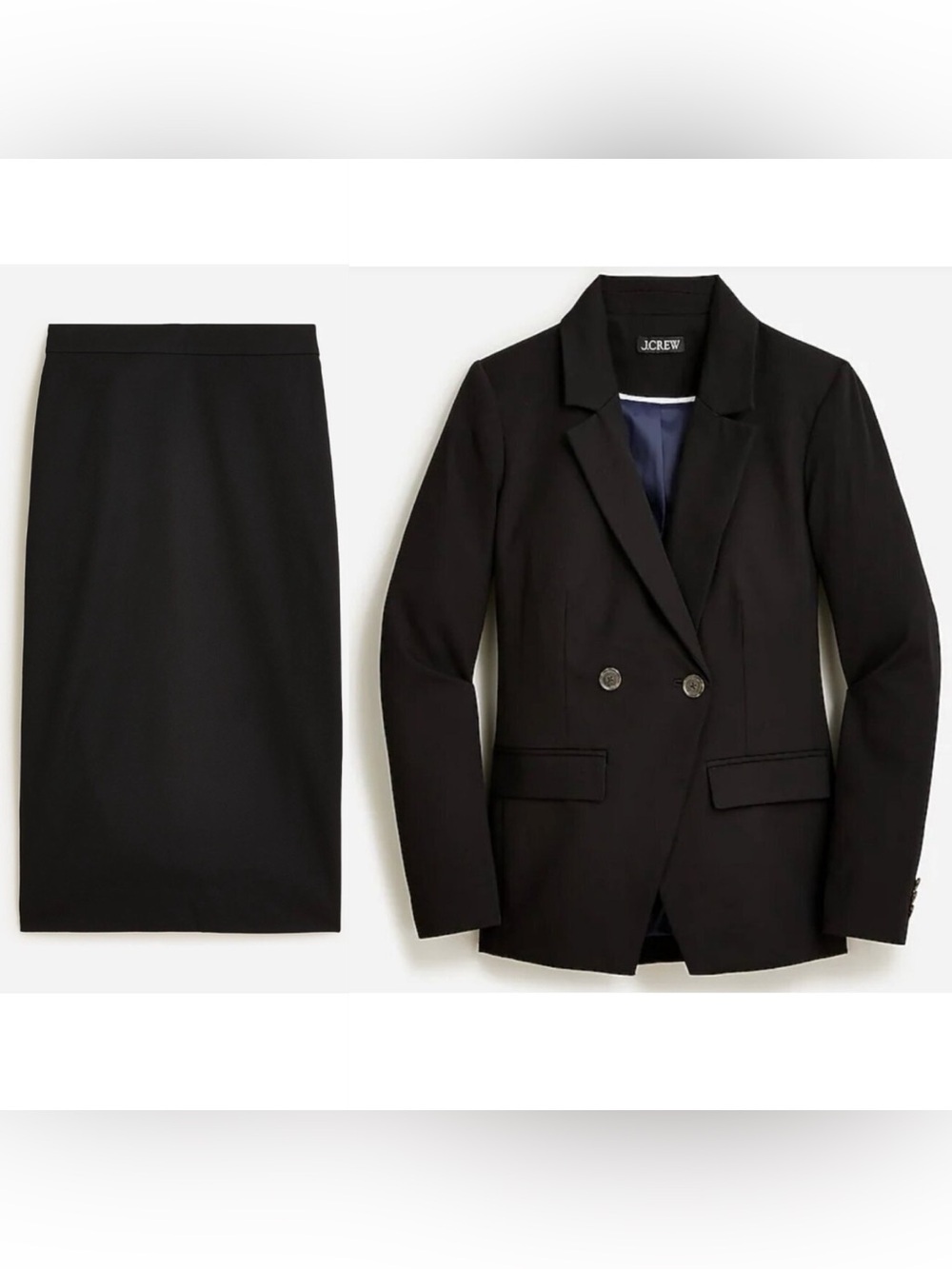 NWOT J. Crew 2 Piece Blazer & Skirt Sz 4P Black